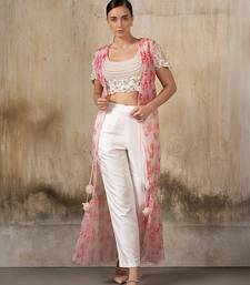 Ivory embroidered co ord set with cape