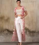 Ivory embroidered co ord set with cape