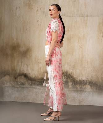 Ivory embroidered co ord set with cape 2