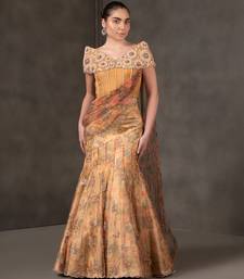 Mustard embroidered organza Lehenga