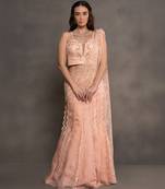 Peach embroidered organza Lehenga