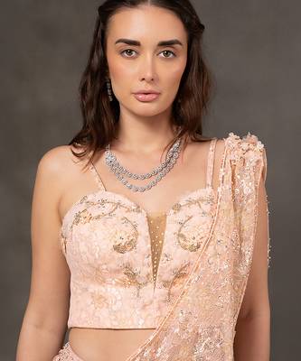 Peach embroidered organza Lehenga 4