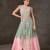 blue and Pink embroidered organza Lehenga