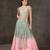 blue and Pink embroidered organza Lehenga
