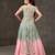 blue and Pink embroidered organza Lehenga