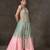 blue and Pink embroidered organza Lehenga