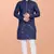 Blue cotton mirror work straight men's kurta pyjama