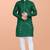 Green cotton mirror work straight men's kurta pyjama