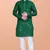 Green cotton mirror work straight men's kurta pyjama