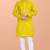 Yellow cotton mirror work straight men's kurta pyjama