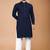 Blue cotton schiffili work straight men's kurta pyjama