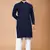 Blue cotton schiffili work straight men's kurta pyjama