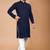 Blue cotton schiffili work straight men's kurta pyjama