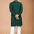 Green cotton schiffili work straight men's kurta pyjama