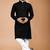 Black cotton schiffili work straight men's kurta pyjama