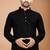 Black cotton schiffili work straight men's kurta pyjama
