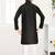 black cotton kids kurta pyjama with lining work design