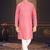 pink cotton kids kurta pyjama with lining work design