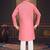 pink cotton kids kurta pyjama with lining work design