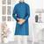 blue cotton kids kurta pyjama with lining work detail