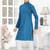blue cotton kids kurta pyjama with lining work detail