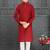 red cotton kurta pyjama for kids with lining work