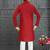 red cotton kurta pyjama for kids with lining work