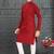 red cotton kurta pyjama for kids with lining work