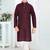 maroon cotton kid's kurta with lining work design