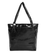 Veronly textured faux leather tote bag with tassel charm
