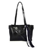 Veronly croc textured shoulder tote bag with printed scarf detail