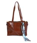 Veronly croc textured shoulder tote bag with printed scarf detail