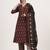 maroon pure cotton ethnic print a-line kurta trouser dupatta set