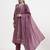 purple chanderi silk kantha work anarkali kurta trouser dupatta set
