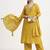 yellow mul chanderi silk thread work anarkali kurta trouser dupatta set