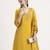 yellow mul chanderi silk thread work anarkali kurta trouser dupatta set
