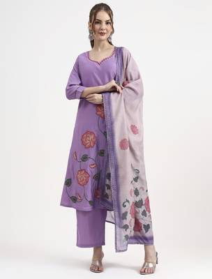 roman silk lavender kurta dupatta pant set 1