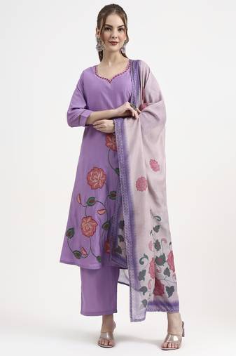roman silk lavender kurta dupatta pant set