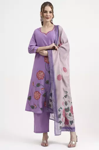 roman silk lavender kurta dupatta pant set