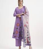 roman silk lavender kurta dupatta pant set