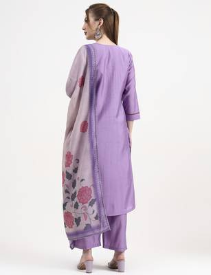 roman silk lavender kurta dupatta pant set 3