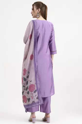 roman silk lavender kurta dupatta pant set