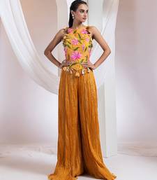 Orange embroidered silk co ord set