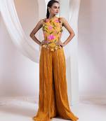 Orange embroidered silk co ord set