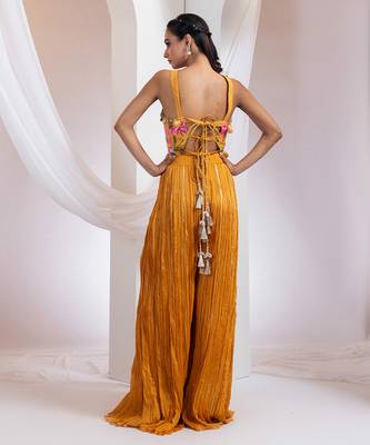 Orange embroidered silk co ord set 2
