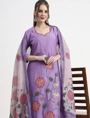 roman silk lavender kurta dupatta pant set 5