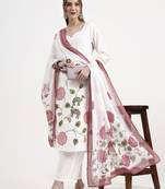 roman silk white kurta dupatt pant set