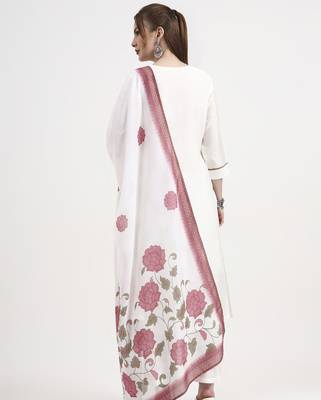 roman silk white kurta dupatt pant set 3