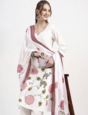 roman silk white kurta dupatt pant set 5