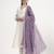 purple and off white mul chanderi silk anarkali kurta trouser dupatta set